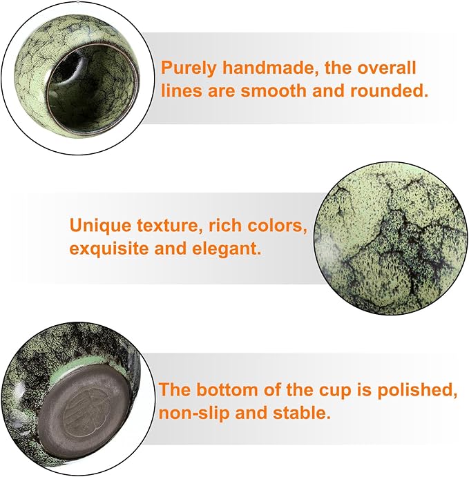 HARFINGTON Chinese Japanese Ceramic Teacups 5.07 Oz Handmade Gong Fu Tea Set Ceramic Glaze-Changed No Handle Small Tea Cup for Mate Tea Coffee Wine Drinks Home and Gifts, Yellow