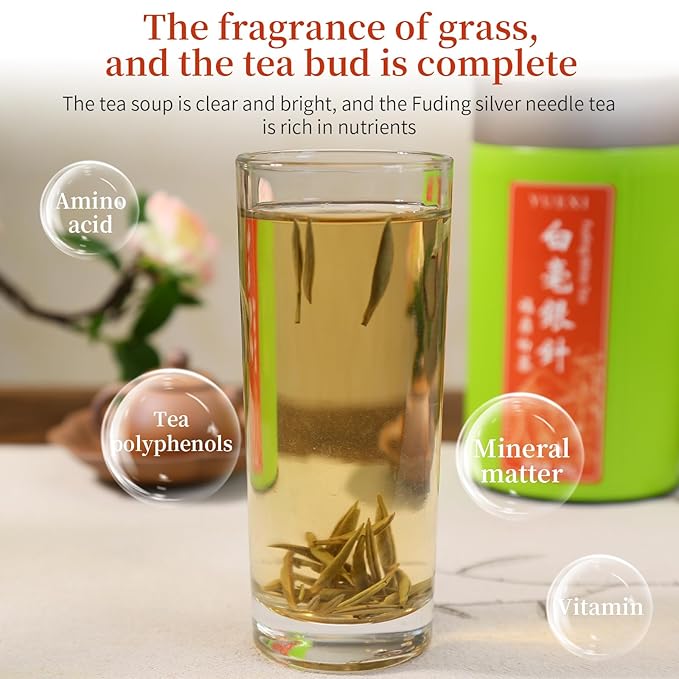 Yuexi Silver Needle White Tea Loose Leaf Premium Silver Needle Tea Authentic Fuding White Tea Core Origin Bai Hao Yin Zhen Tea First Pick 白茶 白毫银针 福鼎白茶 80g/2.82oz