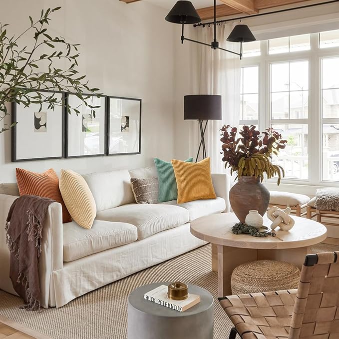 Topfinel Decorative Throw Pillow Covers Cushion Cases, Set of 4 Soft Velvet Modern Double-Sided Designs, Mix and Match for Home Decor, Pillow Inserts Not Included (22x22 inch, Orange/Teal)