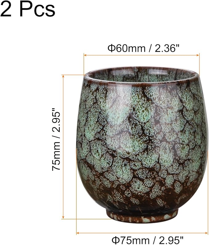 HARFINGTON 2pcs Chinese Ceramic Teacup 5.41oz Traditional Gong Fu Tea Set Japanese No Handle Small Tea Cup for Mate Tea Coffee Wine Drinks, Indigo