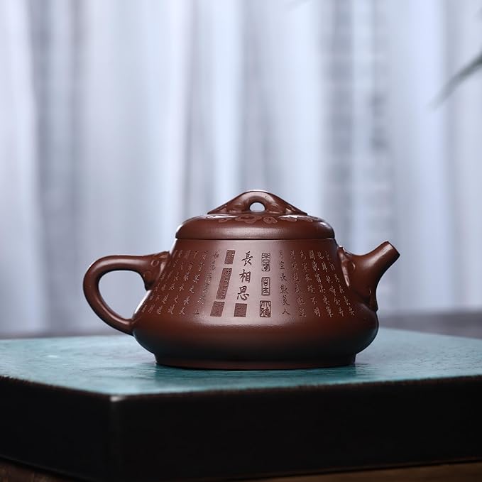 Zisha Teapot, Chinese Yixing Clay Handmade Tea Pot 10.8 Oz, Infuse Brew Kung Fu Loose Leaf Tea Maker -XiangsiShipiao,Zini Purple Clay