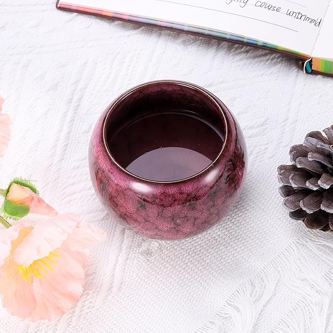 HARFINGTON 2pcs Chinese Japanese Ceramic Teacups 5.07 Oz Handmade Gong Fu Tea Set Ceramic Glaze-Changed No Handle Small Tea Cup for Mate Tea Coffee Wine Drinks Home and Gifts, Red