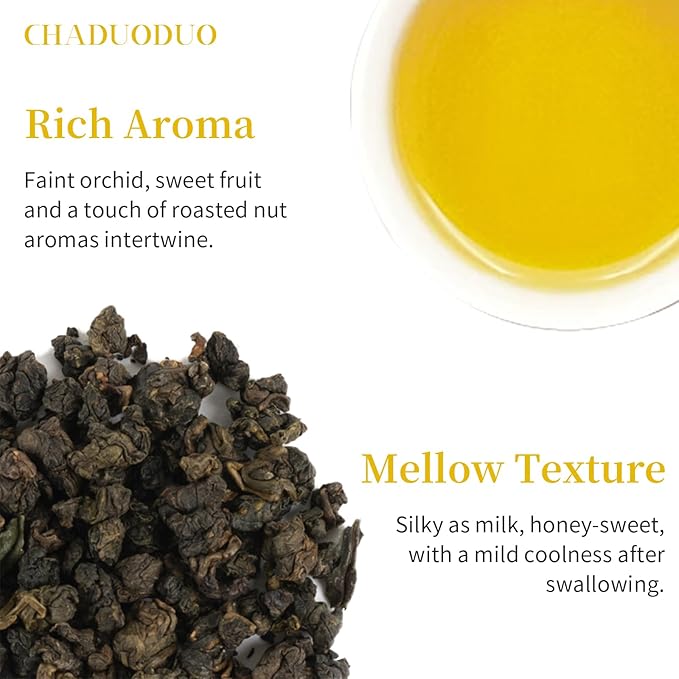 CHADUODUO Dong Ding Oolong Tea Loose Leaf Taiwan High Mountain Oolong Tea Taiwanese Tung Ting Gaoshan Ulong Tea 150g 5.3oz from Lugu Township Orchid Aroma 凍頂乌龙茶 乌龙茶