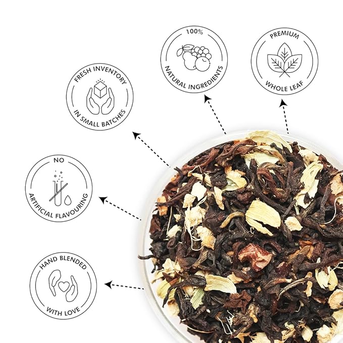 Celeste Apple Pie - Apple Cinnamon Tea - Premium Blend with Ginger, and Vanilla | 100% Natural Loose Leaf Black Tea (1.76 oz) (50gm) (25 Cups)