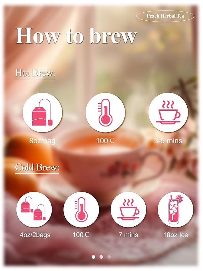 LOOMICA Peach Herbal Tea, Caffeine-Free, Peach Tea Bags with Rosehip, Hibiscus, Chamomile & Orange Peel, Naturally Balanced Sweet & Tangy, Refreshing Fruity Herbal Blend, No Artificial Sugar, 20 Counts (Pack of 2)