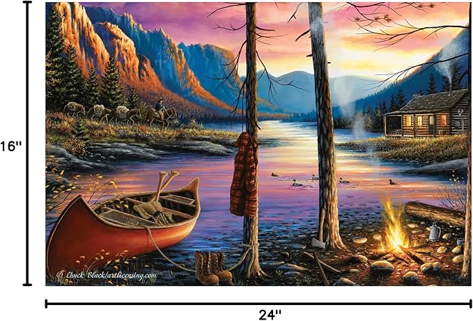 Rivers Edge Products 24" x 16" LED Canvas Wall Art - Light-Up Fiber Optic Wall Decor - Battery-Operated, Lighted Canvas Print - LED Light Home Decor for Office, Bedroom, Kitchen -