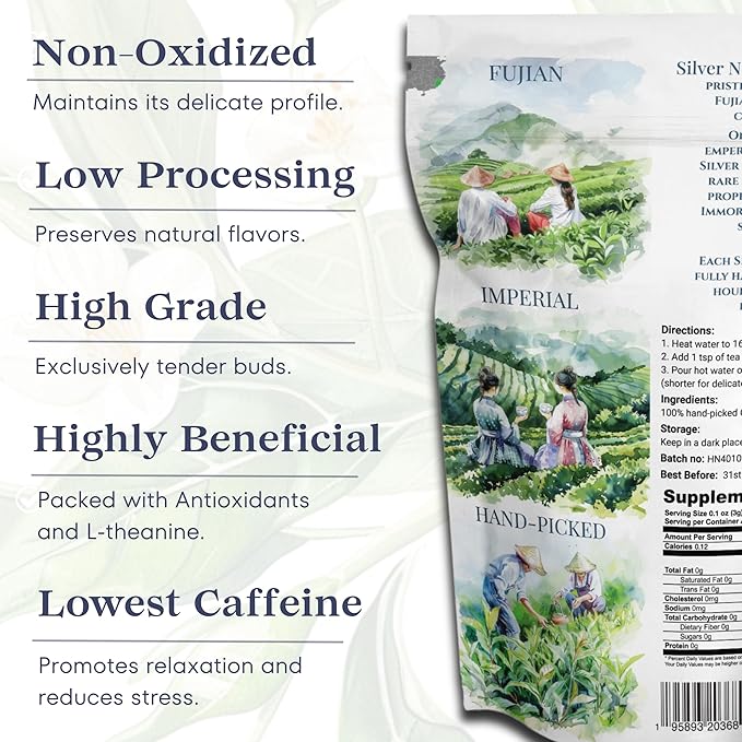 TODICAMP Organic Silver Needle Tea - 1 lb of Premium Organic White Tea Loose Leaf