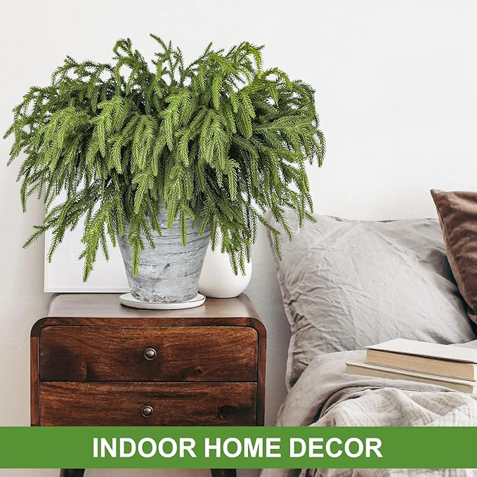 Artgar 100 Pcs Pine Branches - 18 Inch Artificial Green Pine Stem - Real Touch Christmas Greenery Pines Branches for DIY Flower Arrangement Home Indoor Christmas Decor