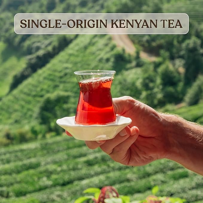 Akina Single-Origin Strawberry Black Tea Bags | 100% Naturally Flavored Fruit Tea, Kenyan Origin, Gourmet, (25 String & Tag Bags, 40g)