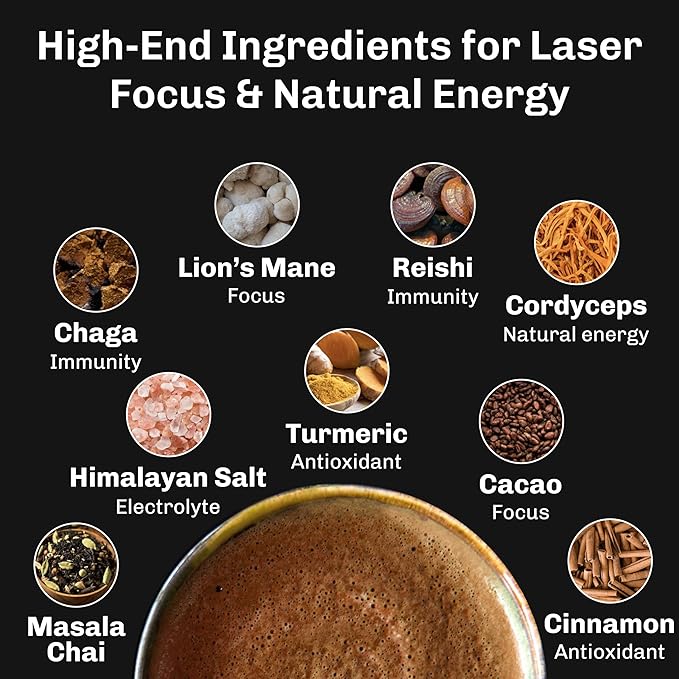 MUDWTR Original Mushroom Coffee Alternative | 2,240mg USA Grown & Adaptogenic Mushrooms | USDA Organic | Lion's Mane, Cordyceps, Chaga & Reishi | Energy, Focus & Immunity Support | 30 Servings