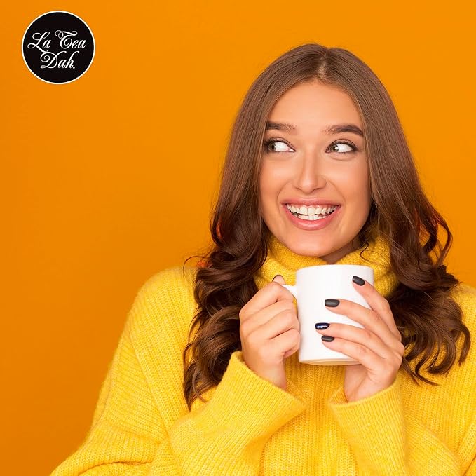 La Tea Dah Peach Green Tea - Gunpowder Green With Natural Peach & Apricot Flavor, Unsweetened & Lightly Caffeinated Dessert Tea, Serve Hot or as Iced Tea (12 Tea Bags)