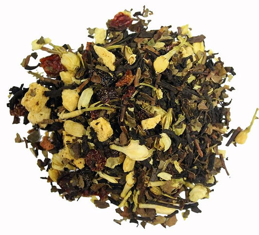 Nelson's Tea Peach Blossoms Loose Leaf Tea - Cut & Sifted White & Black Tea Loose Leaf with Rose Hip, Jasmine Buds and Dried Peaches (3.2 oz)