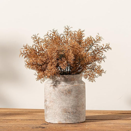 Ceramic Flower Vase 6.5 inch Farmhouse Rustic Vase for Home Decor Handcrafted Pottery Vase Small Terracotta Vases for Dining Table Decor Fireplace Living Room Bathroom Wedding Centerpiece(M-Terra)