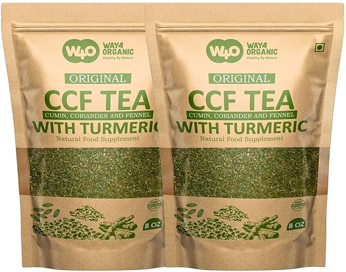 CCF Tea (Cumin, Coriander, Fennel) with Turmeric - Digestive Tea to Support Natural Detoxification 8 Ounces (Pack of 2)