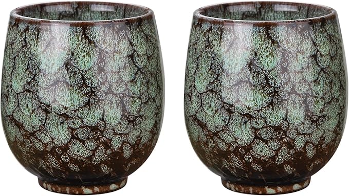 HARFINGTON 2pcs Chinese Ceramic Teacup 5.41oz Traditional Gong Fu Tea Set Japanese No Handle Small Tea Cup for Mate Tea Coffee Wine Drinks, Indigo