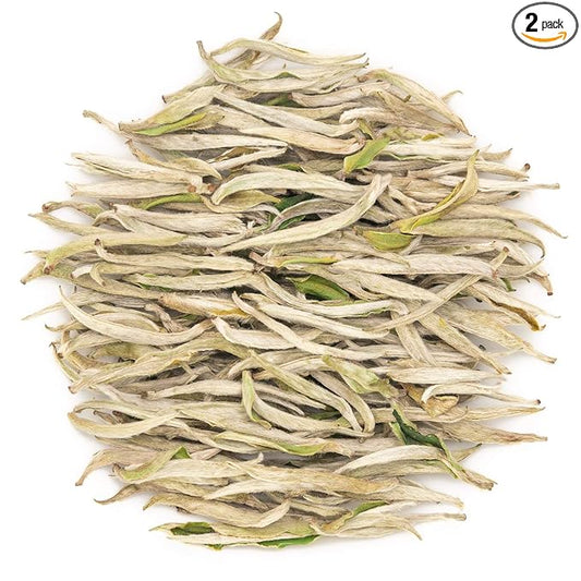 Oriarm Fuding Silver Needle White Tea Loose Leaf 500g (Pack of 2) - Bai Hao Yinzhen Chinese Silver Tips Tea 2nd Grade