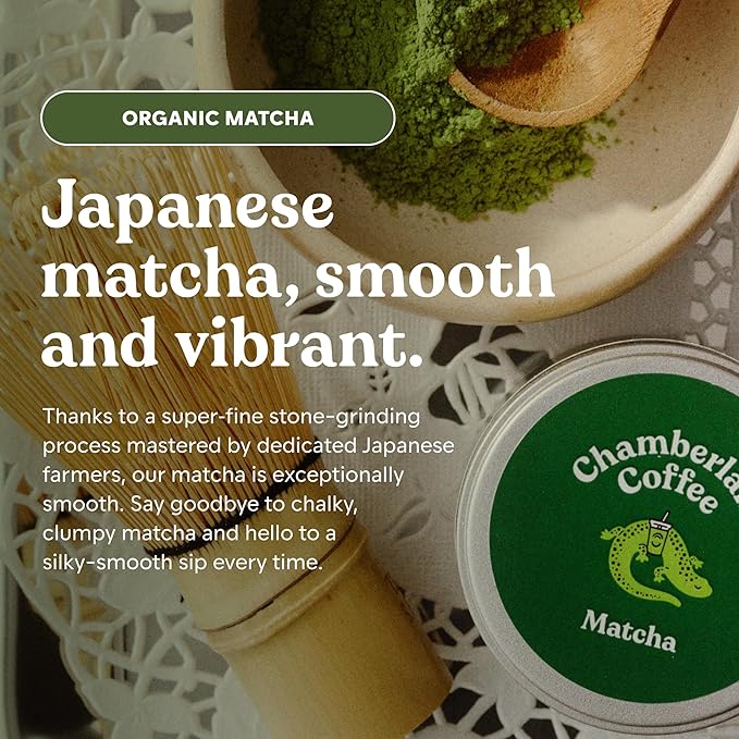 Chamberlain Coffee Ceremonial Matcha Green Tea Powder - Japanese Green Tea + Original Grade Matcha - Hot or Iced - Organic, Vegan & Gluten-Free Matcha Powder, 1.06 oz