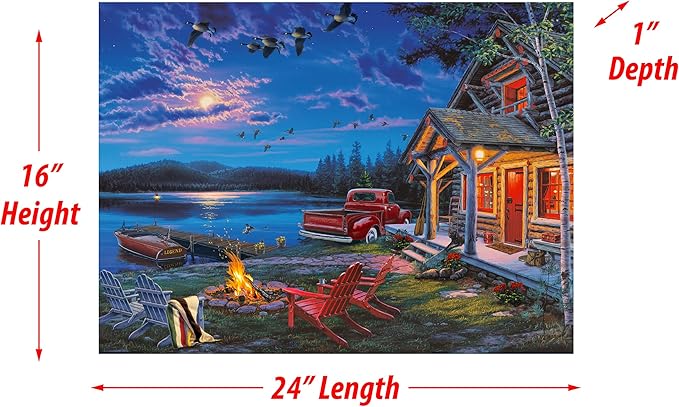 Rivers Edge Products LED Canvas Wall Art, 24 by 16 Inches, Fiber Optic Light Up Wall Decor, Battery Operated Lighted Canvas Print, LED Light Kitchen, Bedroom, or Home Decor, The Perfect Getaway