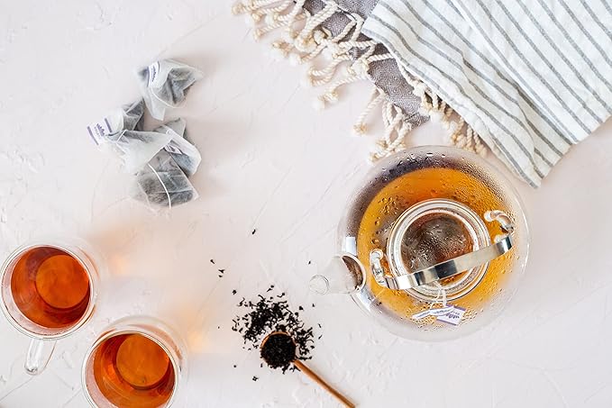 JusTea Kenyan Earl Grey | Pyramid Compostable Tea Bags | Black Tea | 12+ Cups | High Caffeine | Award-Winning | Fair Trade | Non-GMO