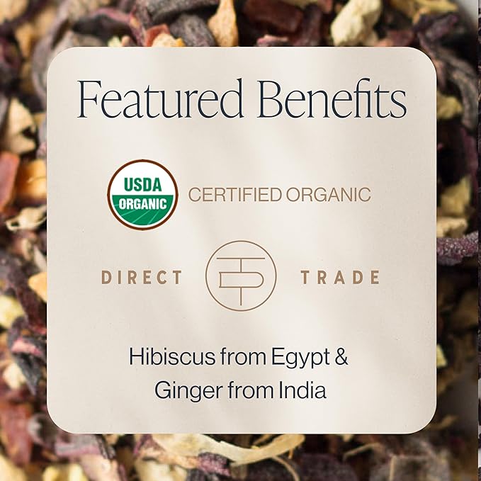 Rishi Tea Tangerine Ginger Herbal Tea - Organic Loose Leaf Tea, Caffeine Free Digestive Tea Blend with Hibiscus, Spicy Ginger & Citrus - 16 Ounces, 50+ Servings