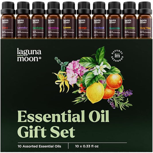 Essential Oils Set - Top 10 Gift Set Blends for Fragrance, Diffusers, Humidifiers, Aromatherapy, Cars & Home Products, Room Sprays, Candle Making, Yoga - Fragrance Oils for Botanical Fresheners Making