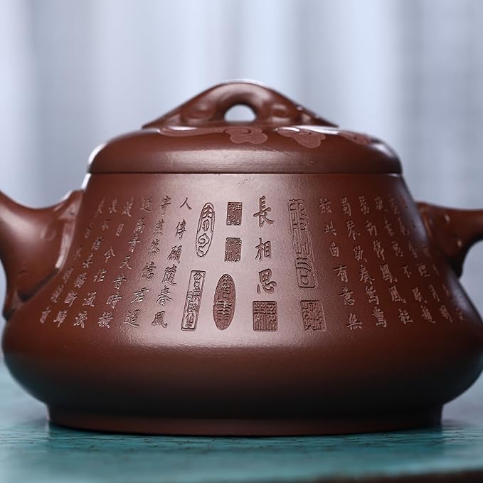 Zisha Teapot, Chinese Yixing Clay Handmade Tea Pot 10.8 Oz, Infuse Brew Kung Fu Loose Leaf Tea Maker -XiangsiShipiao,Zini Purple Clay