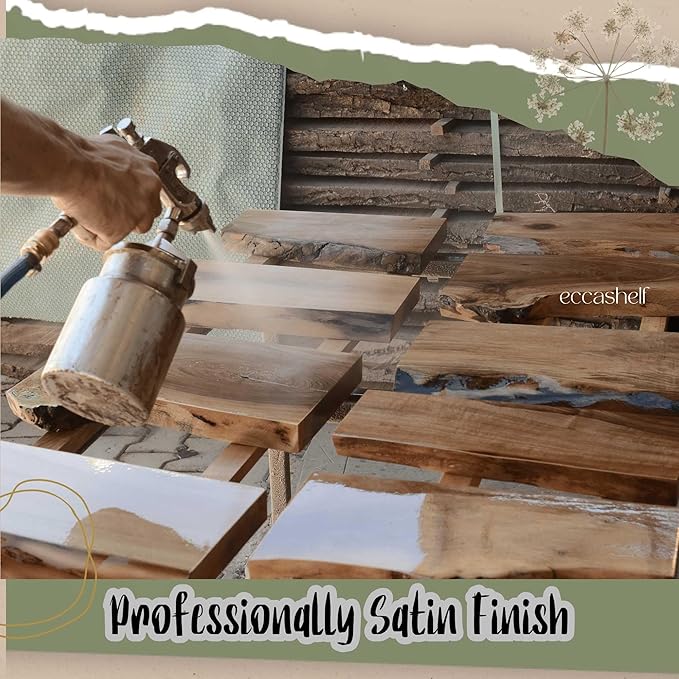 EccaShelf Rustic Live Edge Floating Shelves for Wall, Solid Wood Floating Shelf for Room, Natural Wood Wall Shelves for Bathroom, Floating Real Walnut Wood Shelf (37'' x 10'')