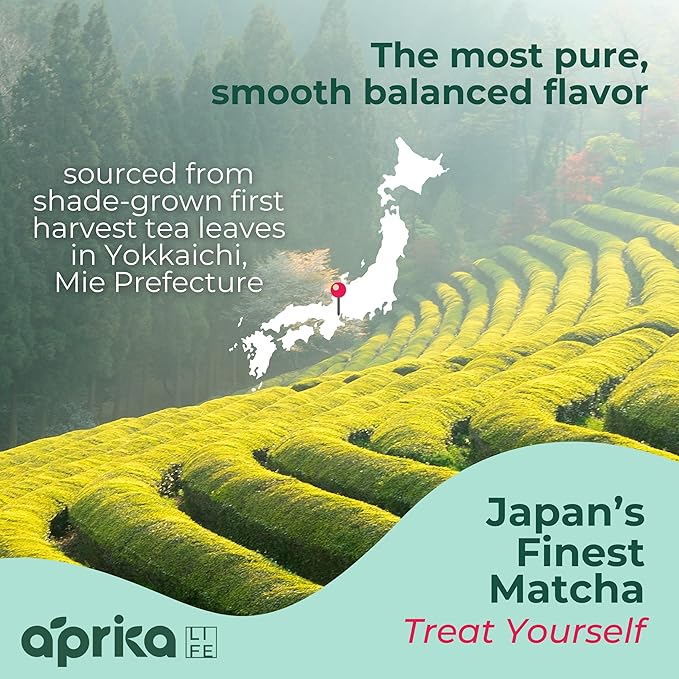 AprikaLife Organic Matcha Powder, USDA & JAS Certified, No Sugar Added, Authentic Japanese Ceremonial Grade Matcha Green Tea Powder, 1.05 oz/30g