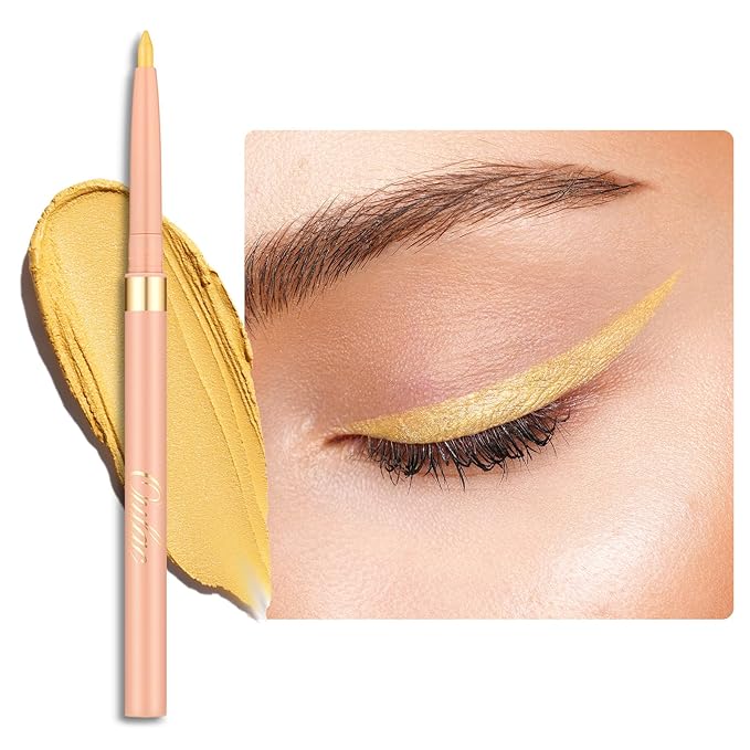 Oulac Yellow Eyeliner Pencil, Waterproof Retractable Eye Liner Pen, Smooth and Creamy Eye Makeup for Precision Application Vegan & Cruelty-Free, 12 Lemon Cake