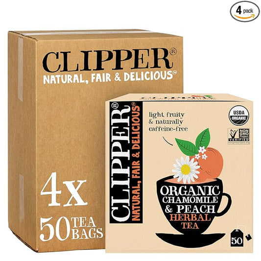 Clipper Tea Chamomile & Peach Teabags – USDA Organic, Great Hot or Iced – Natural, Fair & Delicious Fruity Chamomile & Peach Infusion – 200 Tea Bags