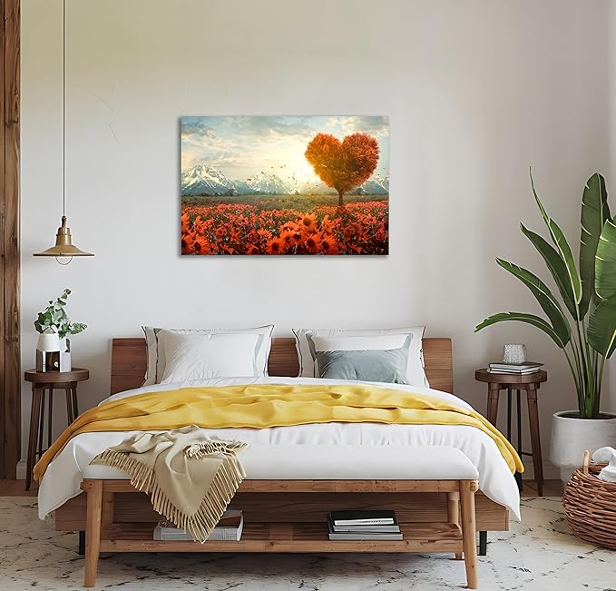 SKASNFAI Grand Teton Wall Art Mountain Artwork Landscape Picture Living Room Home Office Decor Sunflower Canvas Posters Print for Walls (24L x 36W)