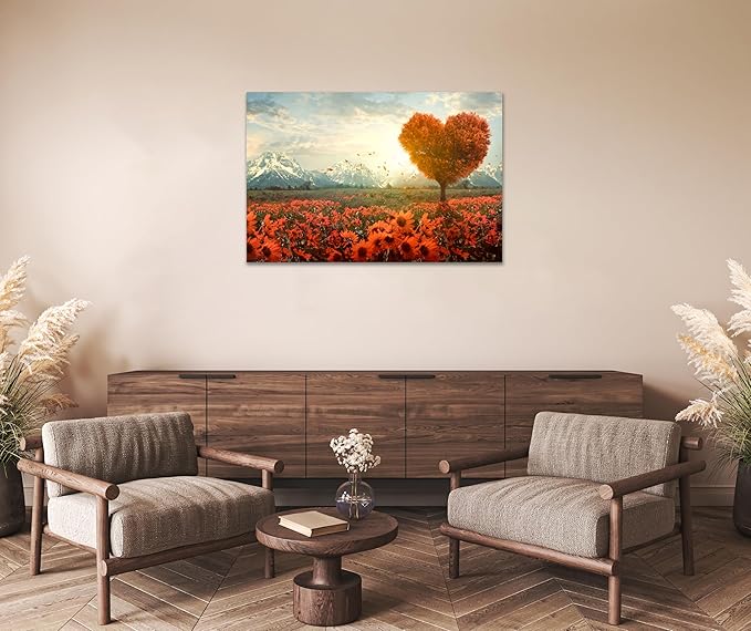 SKASNFAI Grand Teton Wall Art Mountain Artwork Landscape Picture Living Room Home Office Decor Sunflower Canvas Posters Print for Walls (28L x 44W)