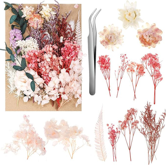Real Dried Flowers, Natural Dry Flowers Mixed Natural Pressed Flowers Flores Secas Dried Florals for Crafts,Resin,Candle Making (Multicolor1)