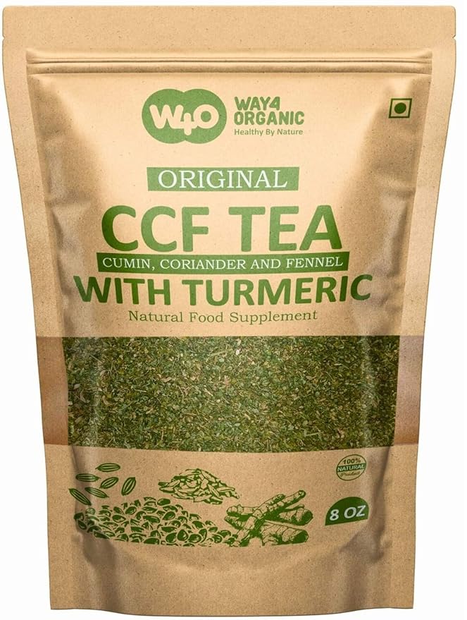 CCF Tea (Cumin, Coriander, Fennel) with Turmeric - Digestive Tea to Support Natural Detoxification 8 Ounces (Pack of 2)
