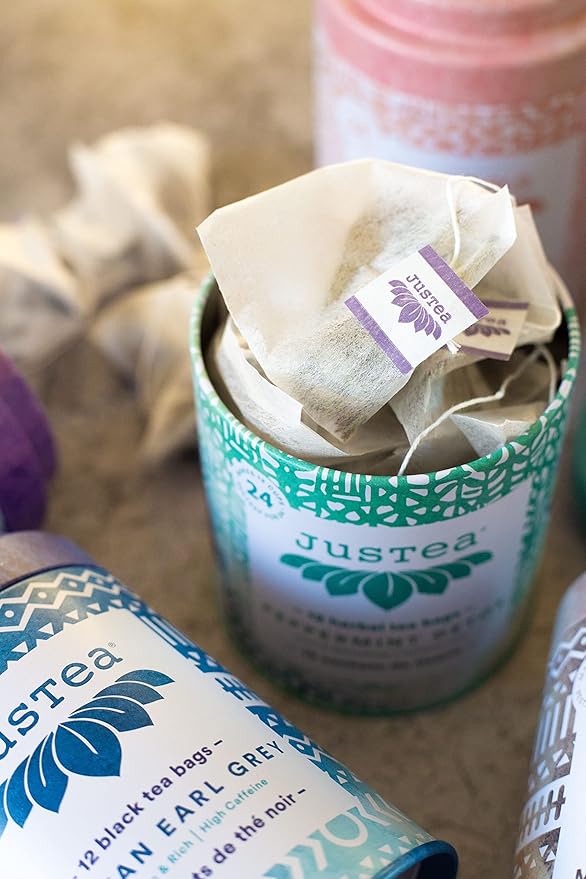 JusTea Kenyan Earl Grey | Pyramid Compostable Tea Bags | Black Tea | 12+ Cups | High Caffeine | Award-Winning | Fair Trade | Non-GMO