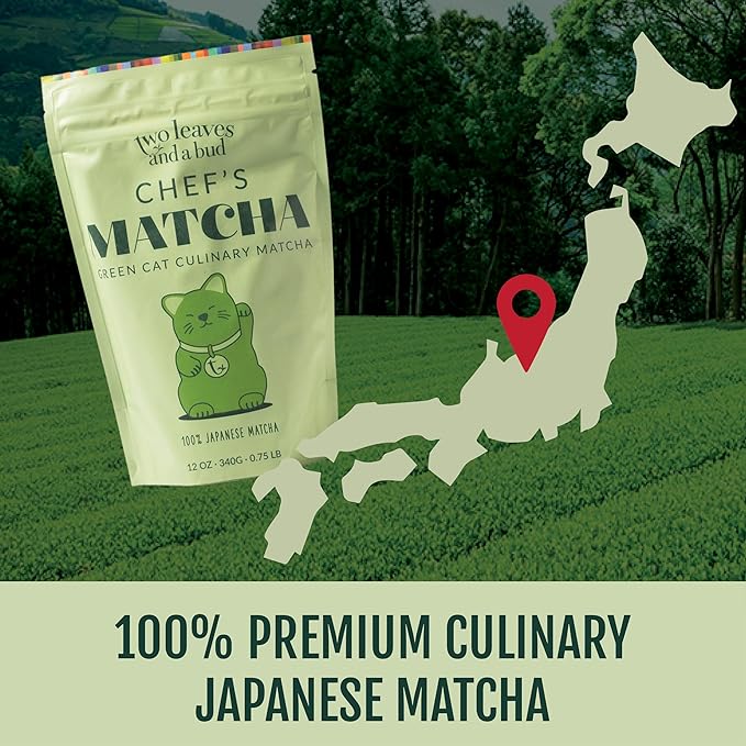 Two Leaves and a Bud Chef's Matcha Green Tea, 100% Japanese Culinary Matcha Powder, 1 Resealable Bag, 340g (12 oz)