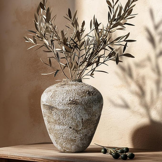 Ceramic Vase,Flower Vases Home Decor,Rustic Vintage Decorative Boho Vase for Centerpiece Table,Room,Bathroom,Wall,Bedroom,Living Room,Kitchen,Office Decorations,8.66 inch Retro Brown