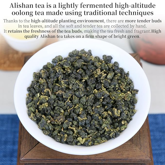 XIXICHA Alishan Oolong Tea Loose Leaf Grade AAA Taiwan High Mountain Gaoshan Ulong Tea Taiwan Tea Taiwanese Green Oolong Tea Floral and Fruity Aroma 5.29oz/150g 阿里山 乌龙茶