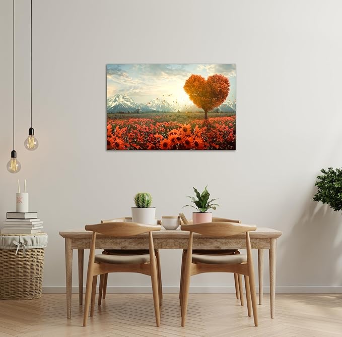 SKASNFAI Grand Teton Wall Art Mountain Artwork Landscape Picture Living Room Home Office Decor Sunflower Canvas Posters Print for Walls (24L x 36W)