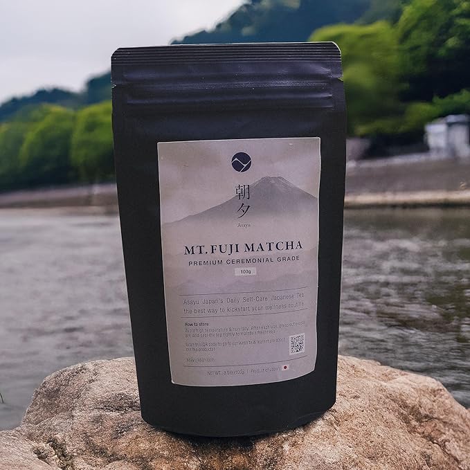 Asayu Japan Matcha Powder - Premium Ceremonial Grade Green Tea, Mt. Fuji Source, Made in Japan (Pouch 100g)