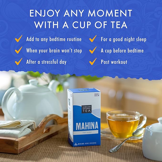 Hawaiian Natural Tea - Mahina Chamomile Tea, All-Natural Herbal Caffeine-Free Tea, Vegan and Keto-Friendly, 20 Tea Bags