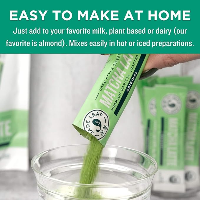 Jade Leaf Matcha Organic Premium Ceremonial Grade Matcha Green Tea Powder - Japanese - Culinary, Ingredient, Ceremonial Barista Teahouse, Latte, Collagen, 0.35 Ounce (Pack of 100), Matcha Latte