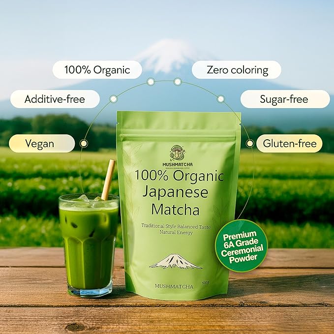 Organic Japanese-Style Matcha Powder – Premium 6A Ceremonial Grade | Antioxidant Rich | Vegan, Smooth & Energizing | 100g – 50 Servings