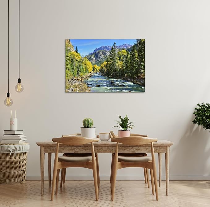 SKASNFAI Colorado River Wall Art Colourful Mountains Stream for Pictures Office Decor Living Room Nature Landscape Photography Artwork Print Framed (20L x 30W)