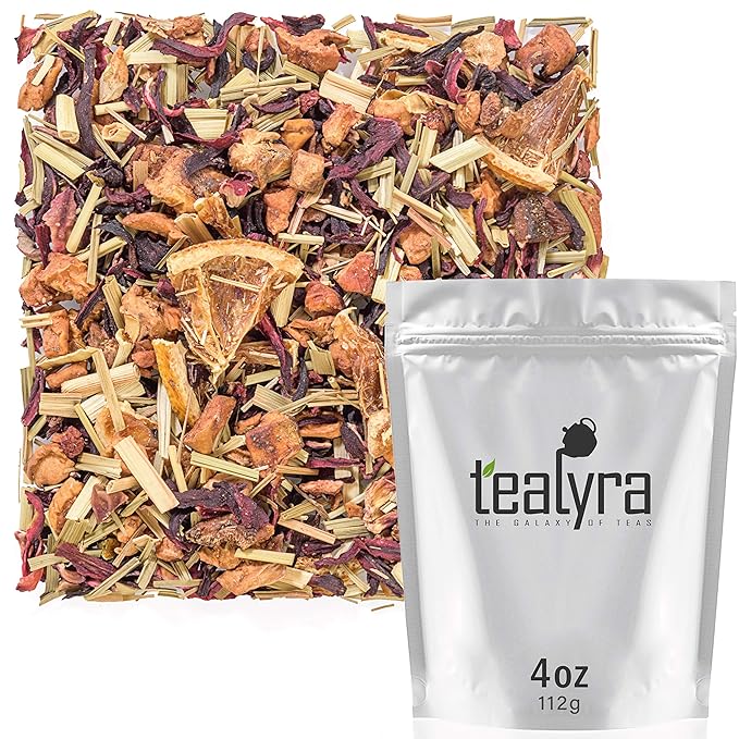 Tealyra - Strawberry Orange Sunrise - Hibiscus Strawberry Lemongrass - Herbal Fruity Loose Leaf Tea - Vitamins and Antioxidants Rich - Low Caffeine - All Natural - 112g (4-ounce)