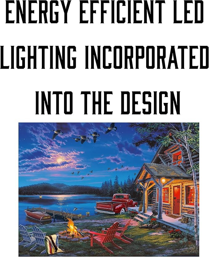 Rivers Edge Products LED Canvas Wall Art, 24 by 16 Inches, Fiber Optic Light Up Wall Decor, Battery Operated Lighted Canvas Print, LED Light Kitchen, Bedroom, or Home Decor, The Perfect Getaway