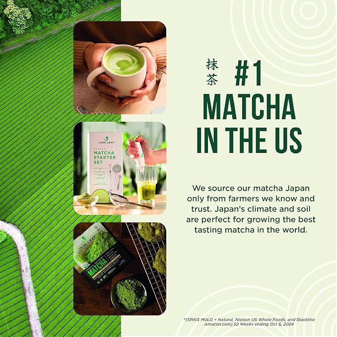 Jade Leaf Matcha Organic Premium Ceremonial Grade Matcha Green Tea Powder - Japanese - Culinary, Ingredient, Ceremonial Barista Teahouse, Latte, Collagen, 0.04 Ounce (Pack of 30), Ceremonial Matcha