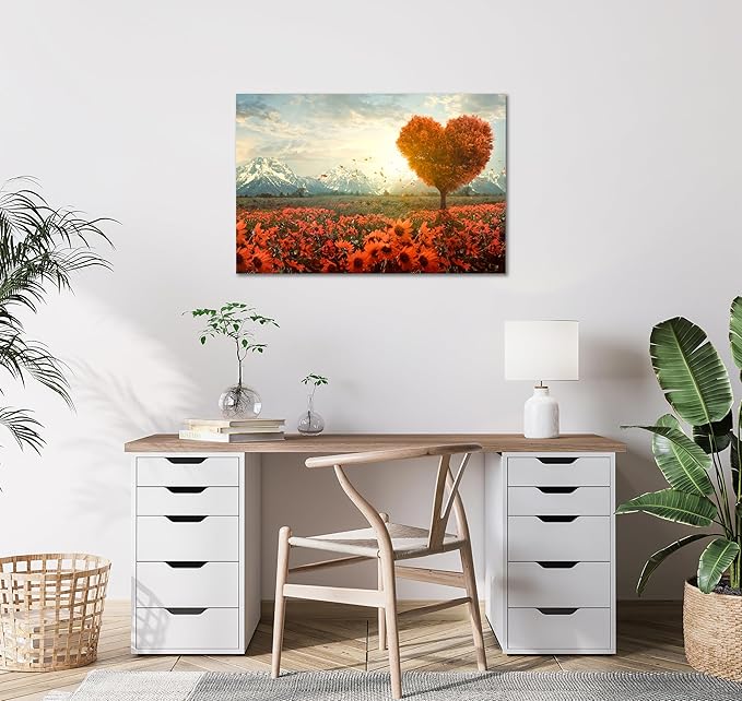 SKASNFAI Grand Teton Wall Art Mountain Artwork Landscape Picture Living Room Home Office Decor Sunflower Canvas Posters Print for Walls (28L x 44W)