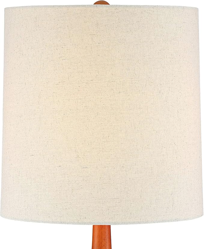 360 Lighting Andi Mid Century Modern Table Lamp 24.5" High Hammered Bronze Ceramic Wood Off White Tall Drum Shade for Living Room Bedroom House Bedside Nightstand Home Office (Color May Vary)