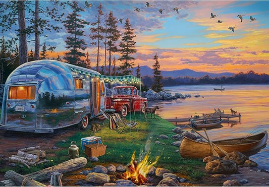 Rivers Edge Products LED Canvas Wall Art, 24 by 16 Inches, Fiber Optic Light Up Wall Decor, Battery Operated Lighted Canvas Print, LED Light Kitchen, Bedroom, or Home Decor, Camper/Truck Campsite